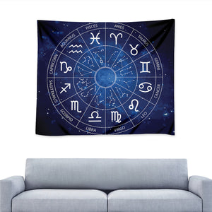 Zodiac Signs Wheel Print Tapestry
