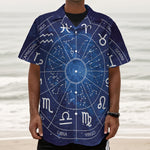 Zodiac Signs Wheel Print Textured Short Sleeve Shirt