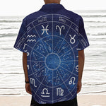 Zodiac Signs Wheel Print Textured Short Sleeve Shirt