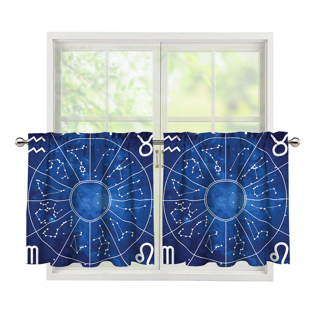 Zodiac Signs Wheel Print Tier Curtains
