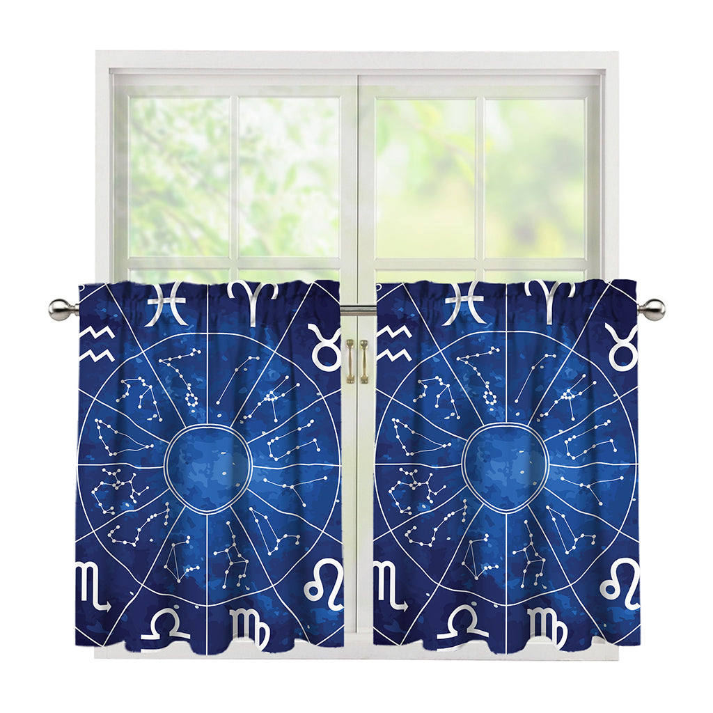 Zodiac Signs Wheel Print Tier Curtains