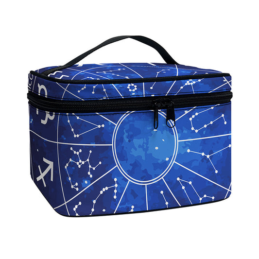 Zodiac Signs Wheel Print Travel Makeup Bag