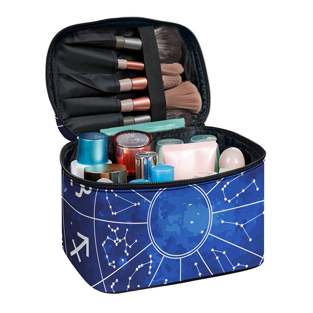 Zodiac Signs Wheel Print Travel Makeup Bag