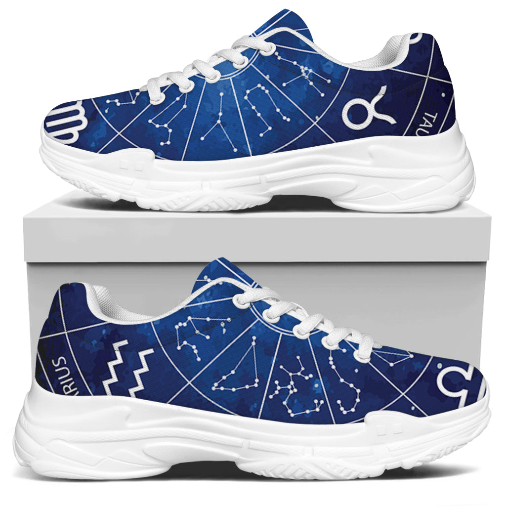 Zodiac Signs Wheel Print White Chunky Shoes