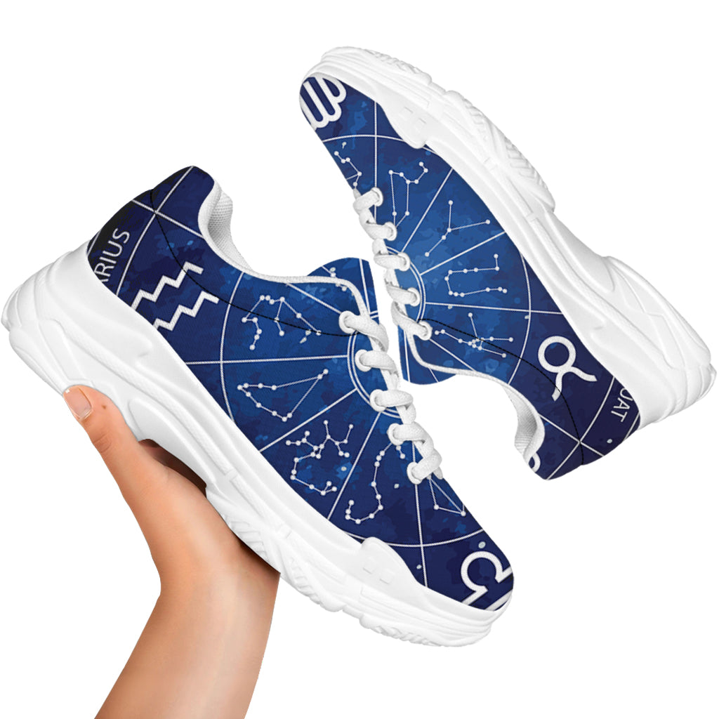 Zodiac Signs Wheel Print White Chunky Shoes