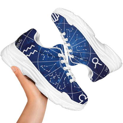 Zodiac Signs Wheel Print White Chunky Shoes