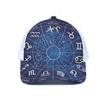 Zodiac Signs Wheel Print White Mesh Trucker Cap