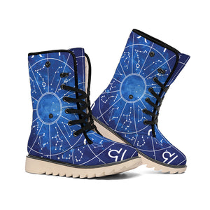 Zodiac Signs Wheel Print Winter Boots