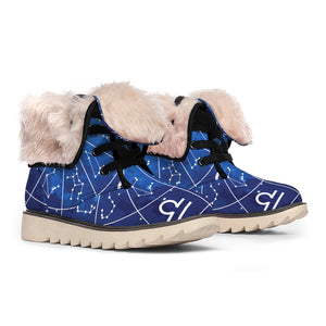 Zodiac Signs Wheel Print Winter Boots