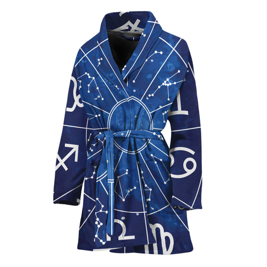 Zodiac Signs Wheel Print Women's Bathrobe