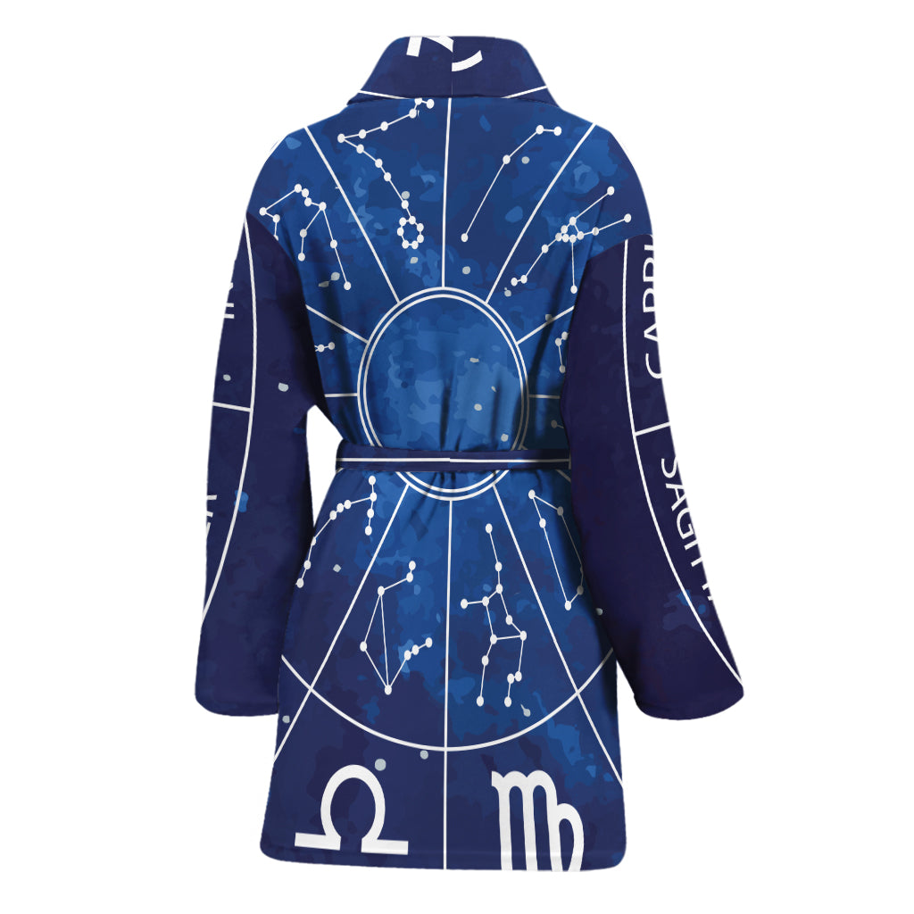 Zodiac Signs Wheel Print Women's Bathrobe