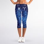 Zodiac Signs Wheel Print Women's Capri Leggings