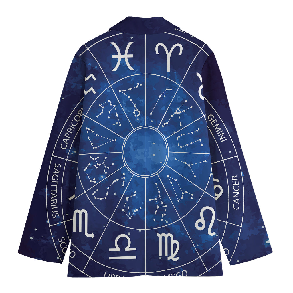 Zodiac Signs Wheel Print Women's Cotton Blazer