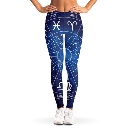 Zodiac Signs Wheel Print Women's Leggings