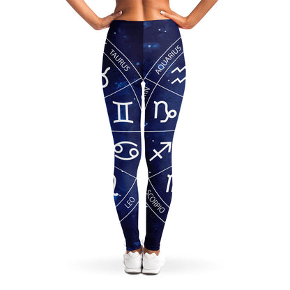 Zodiac Signs Wheel Print Women's Leggings