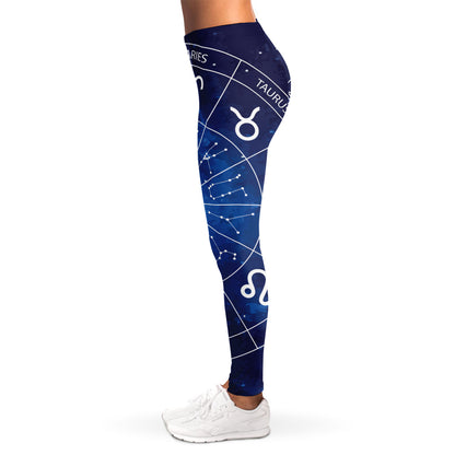 Zodiac Signs Wheel Print Women's Leggings