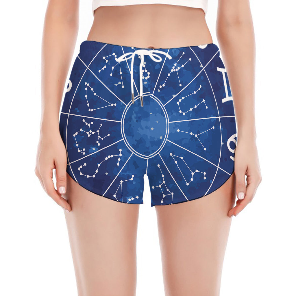 Zodiac Signs Wheel Print Women's Split Running Shorts