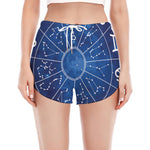 Zodiac Signs Wheel Print Women's Split Running Shorts