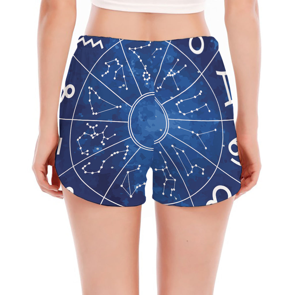 Zodiac Signs Wheel Print Women's Split Running Shorts