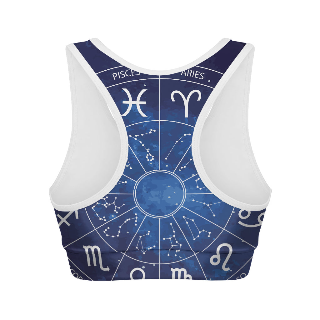 Zodiac Signs Wheel Print Women's Sports Bra