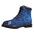 Zodiac Signs Wheel Print Padded Collar Lace Up Boots