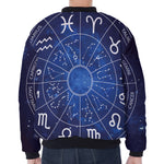 Zodiac Signs Wheel Print Zip Sleeve Bomber Jacket