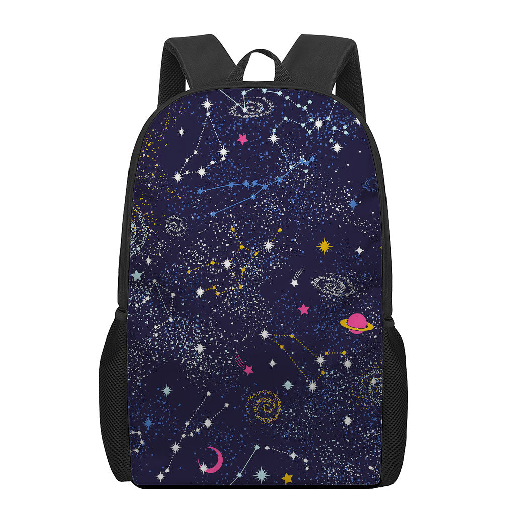 Zodiac Star Signs Galaxy Space Print 17 Inch Backpack