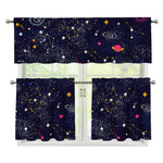 Zodiac Star Signs Galaxy Space Print 3 Piece Kitchen Curtains