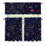 Zodiac Star Signs Galaxy Space Print 3 Piece Kitchen Curtains