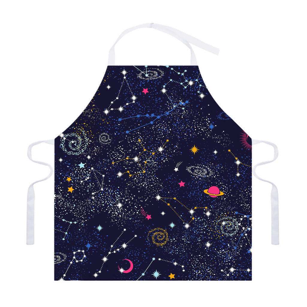 Zodiac Star Signs Galaxy Space Print Adjustable Apron