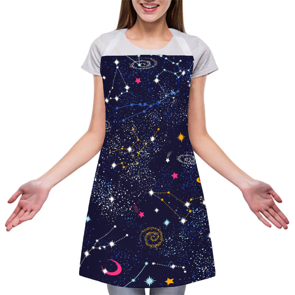 Zodiac Star Signs Galaxy Space Print Adjustable Apron