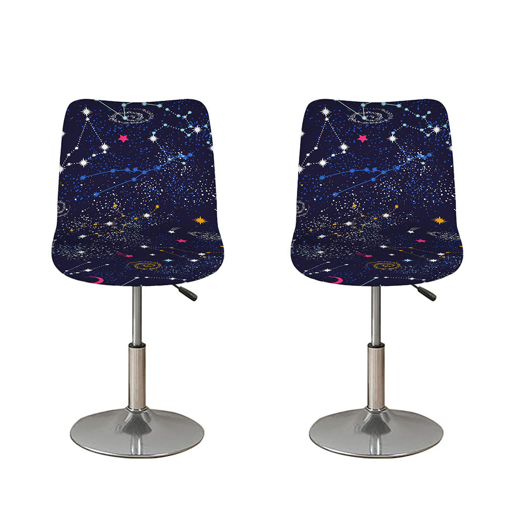Zodiac Star Signs Galaxy Space Print Bar Stool Covers