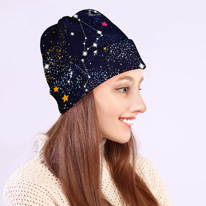 Zodiac Star Signs Galaxy Space Print Beanie