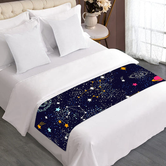 Zodiac Star Signs Galaxy Space Print Bed Runner