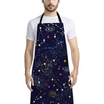 Zodiac Star Signs Galaxy Space Print Bib Apron With Pocket