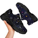 Zodiac Star Signs Galaxy Space Print Black Chunky Shoes