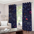 Zodiac Star Signs Galaxy Space Print Dimout Grommet Curtains