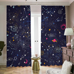 Zodiac Star Signs Galaxy Space Print Blackout Pencil Pleat Curtains