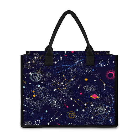 Zodiac Star Signs Galaxy Space Print Canvas Tote Bag