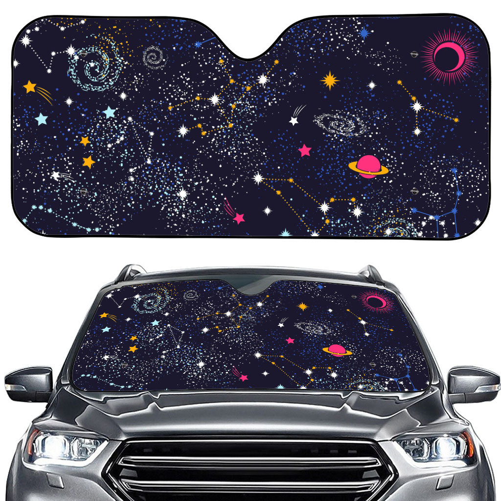 Zodiac Star Signs Galaxy Space Print Car Windshield Sun Shade