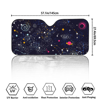 Zodiac Star Signs Galaxy Space Print Car Windshield Sun Shade