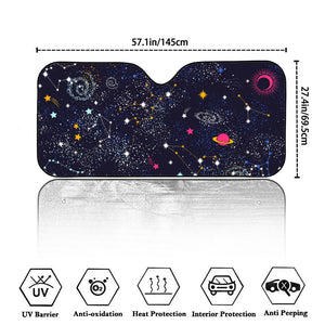 Zodiac Star Signs Galaxy Space Print Car Windshield Sun Shade