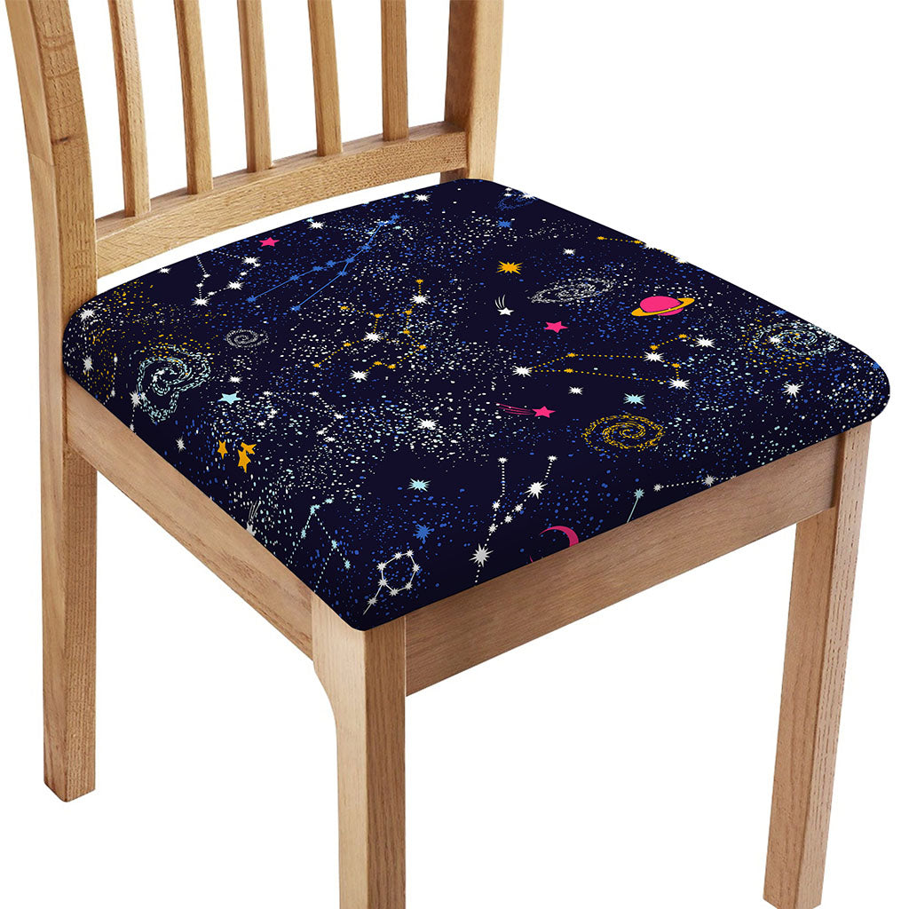 Zodiac Star Signs Galaxy Space Print Chair Cushion Cover