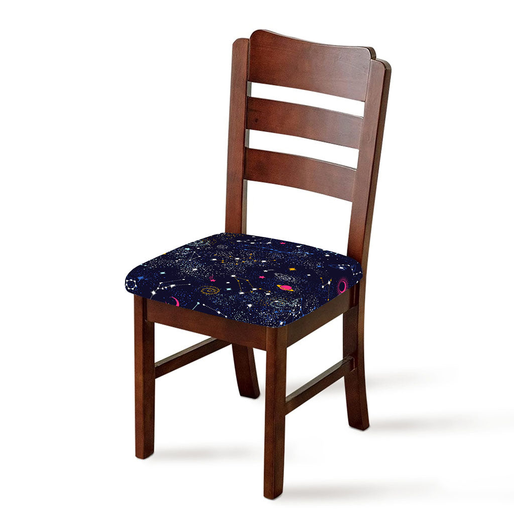 Zodiac Star Signs Galaxy Space Print Chair Cushion Cover