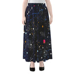 Zodiac Star Signs Galaxy Space Print Chiffon Maxi Skirt