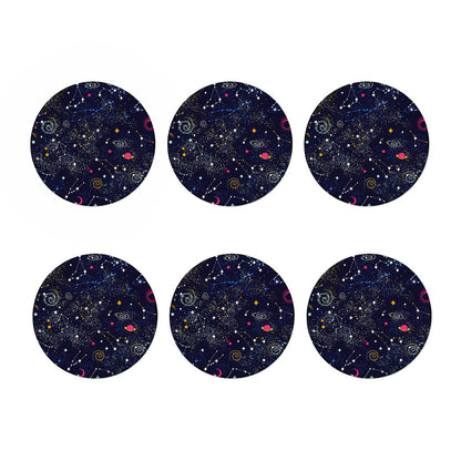 Zodiac Star Signs Galaxy Space Print Coaster Set