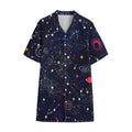 Zodiac Star Signs Galaxy Space Print Cotton Hawaiian Shirt