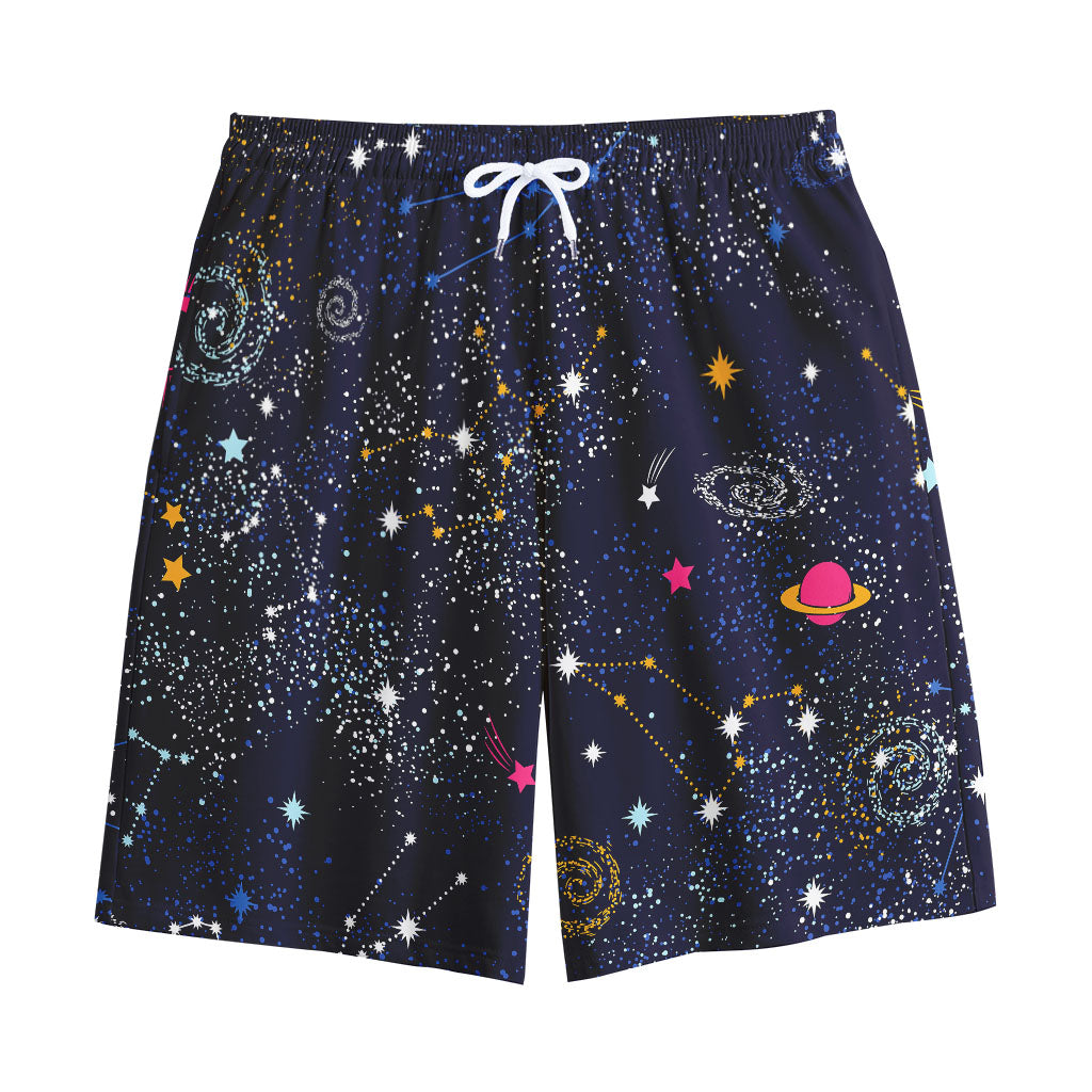 Zodiac Star Signs Galaxy Space Print Cotton Shorts