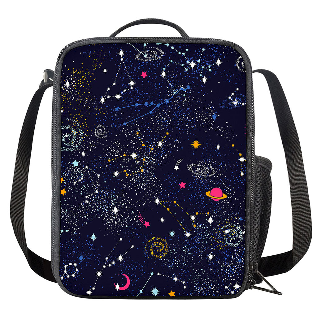 Zodiac Star Signs Galaxy Space Print Crossbody Lunch Bag