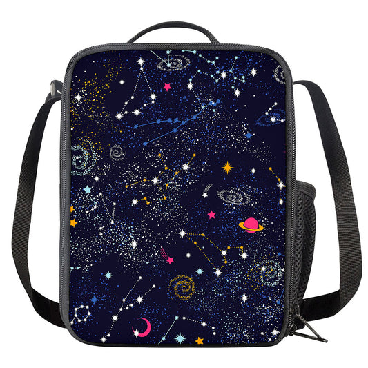 Zodiac Star Signs Galaxy Space Print Crossbody Lunch Bag